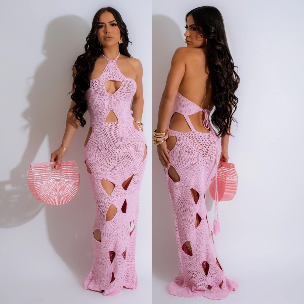 Cut Out Crochet 🧶 Knit Halter Dress